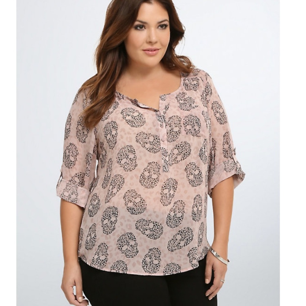 Torrid Skull Animal Print Chiffon Blouse